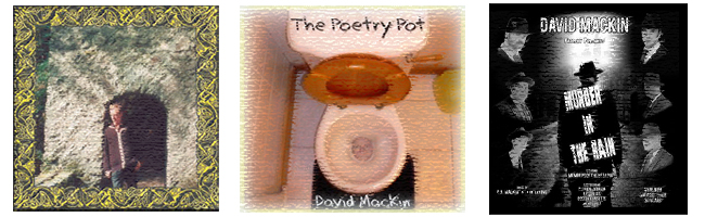 A pencil sketch of
David Mackin's three album covers