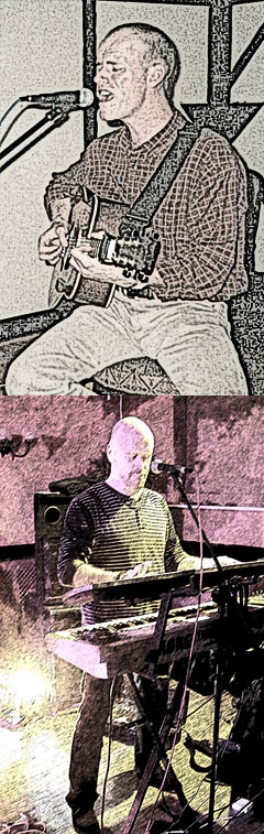 pencil sketches
            of David Mackin from various points in his career