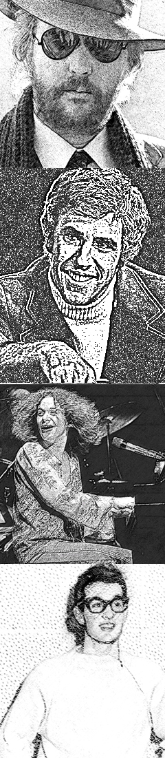 pencil sketches Harry Nilsson, Carole King and Burt
              Bacharach